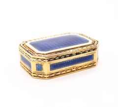 GERMAN 1925 Neo Classic Guilloche Enamel Snuff-Pill Box In Gilded 925 Sterling