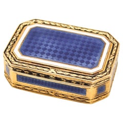 GERMAN 1925 Neo Classic Guilloche Enamel Snuff-Pill Box In Gilded 925 Sterling