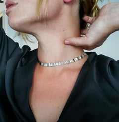 German 1935 Art Deco Undulated Patterns Collar Necklace Platinum and 18Kt Gold