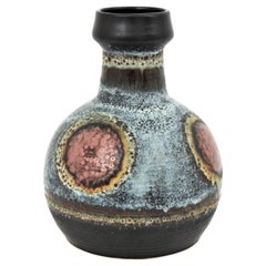 German 1950s Glazed Ceramic Vase with Circles Design by Dümler and Breiden