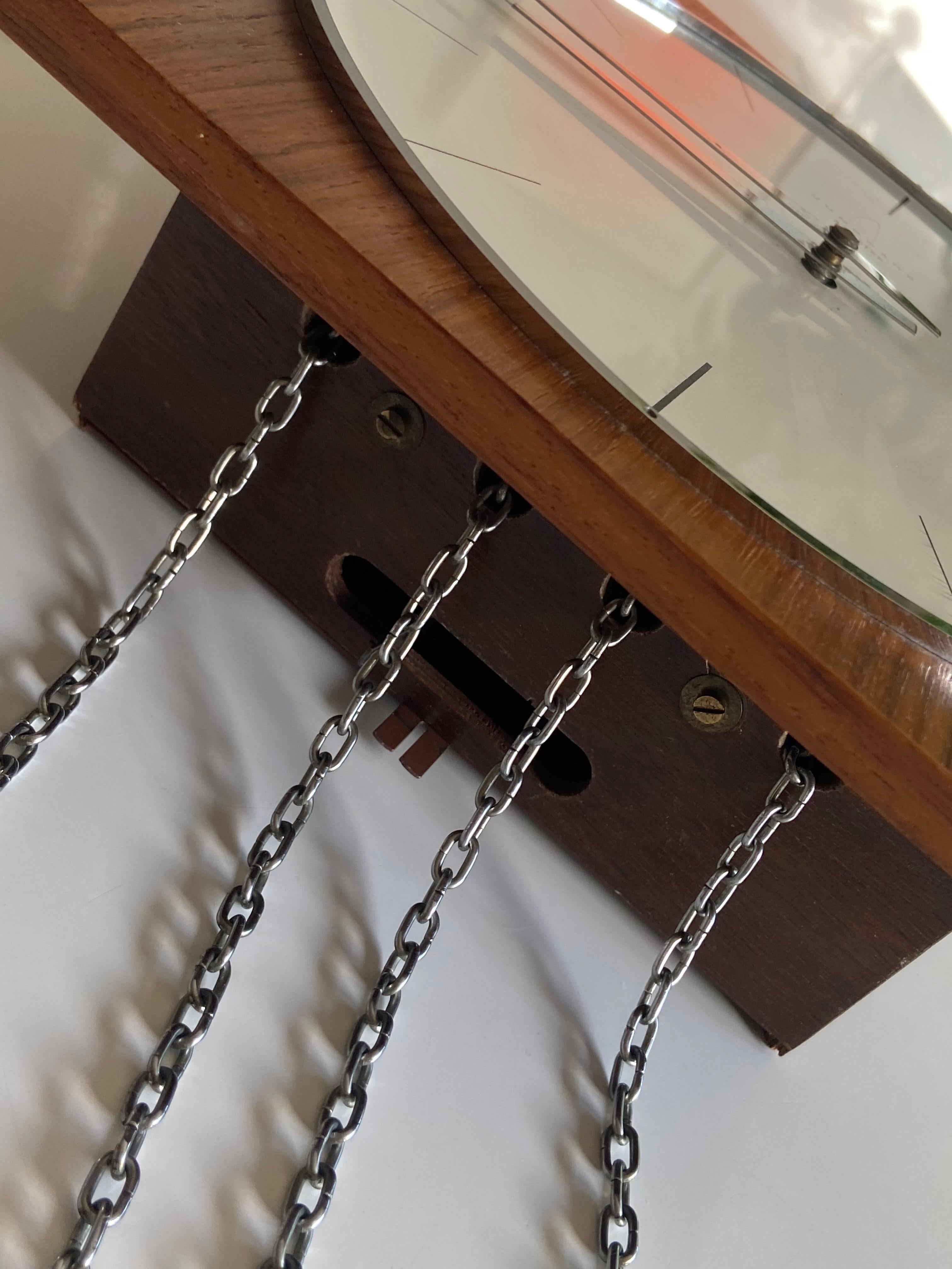 German 1960s Junghans Meister Pendulum + Weights + Gong Wall Clock 4
