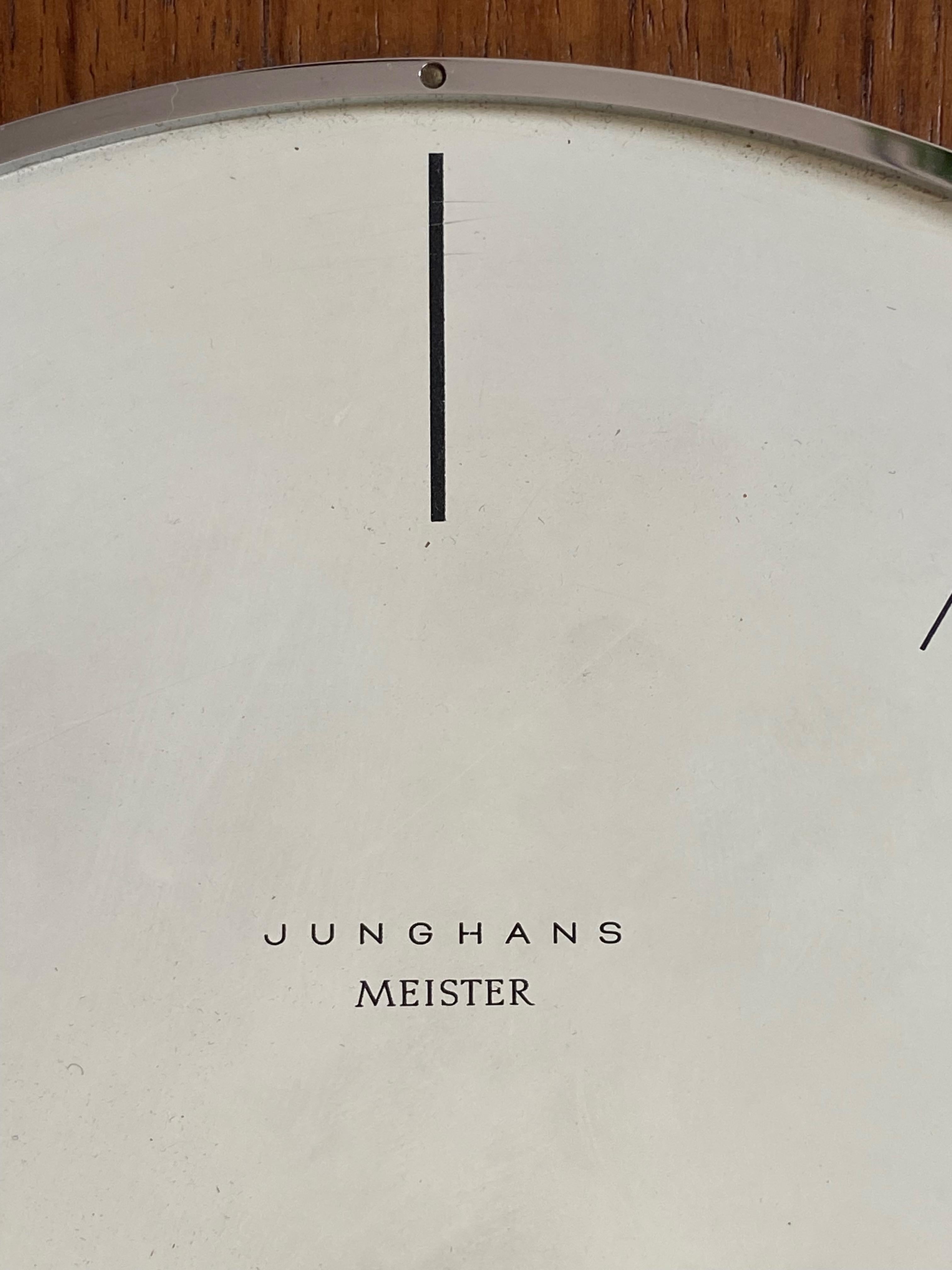 Mid-Century Modern German 1960s Junghans Meister Pendulum + Weights + Gong Wall Clock