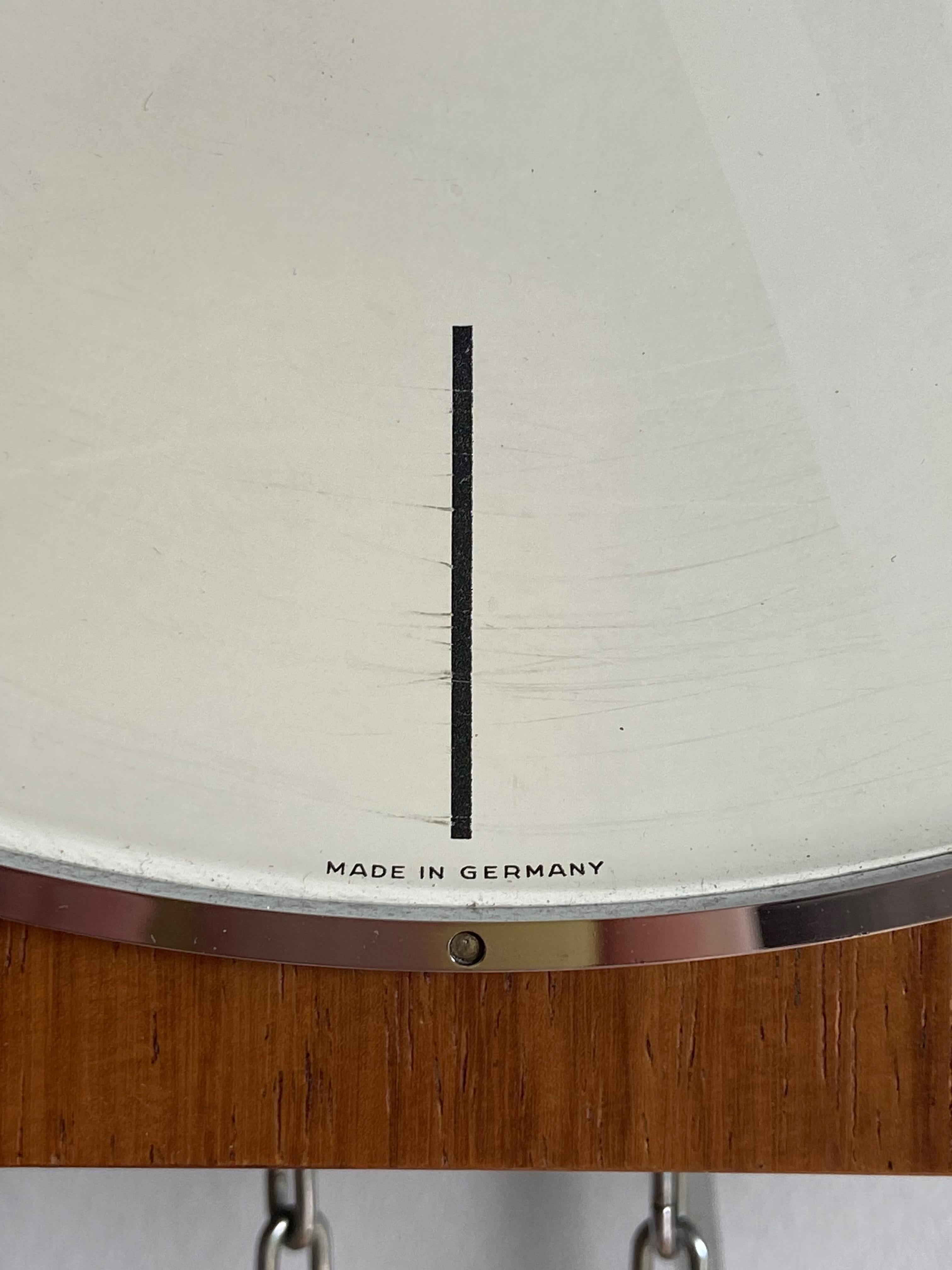 German 1960s Junghans Meister Pendulum + Weights + Gong Wall Clock In Good Condition In Krefeld, DE