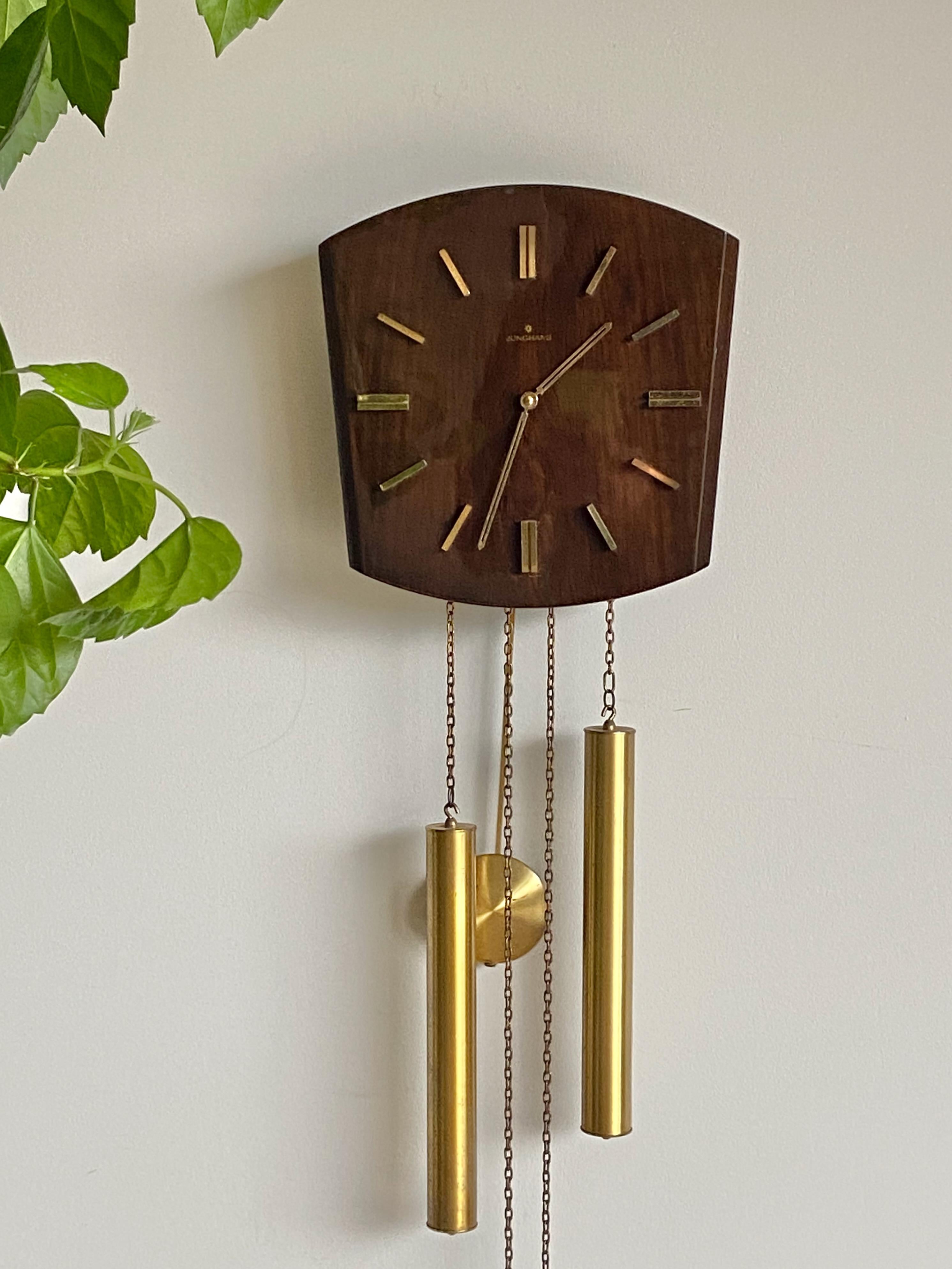 German 1960s Junghans pendulum + weights + gong Wall Clock 1