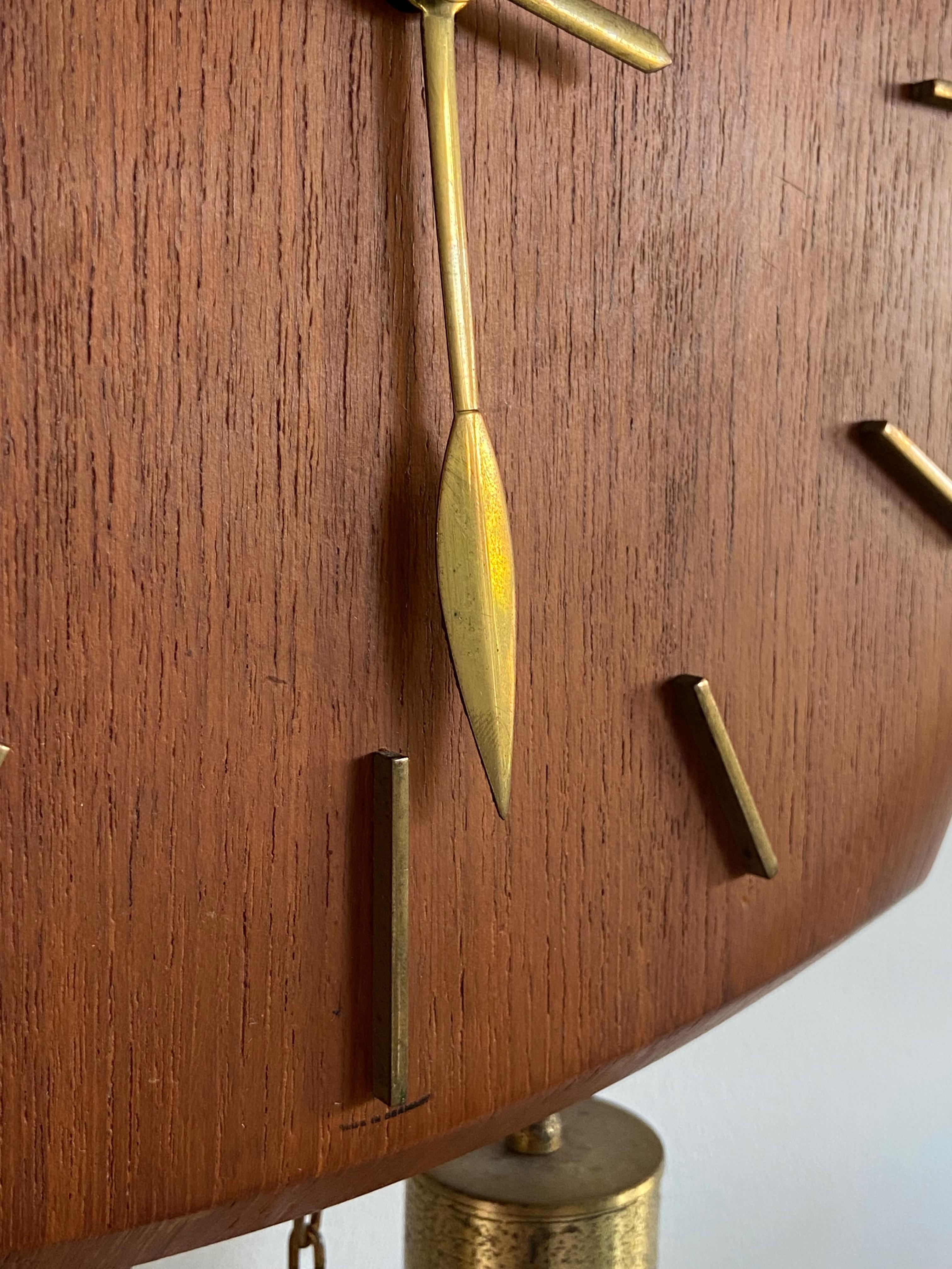 German 1960s Junghans Pendulum + Weights + Gong Wall Clock 1