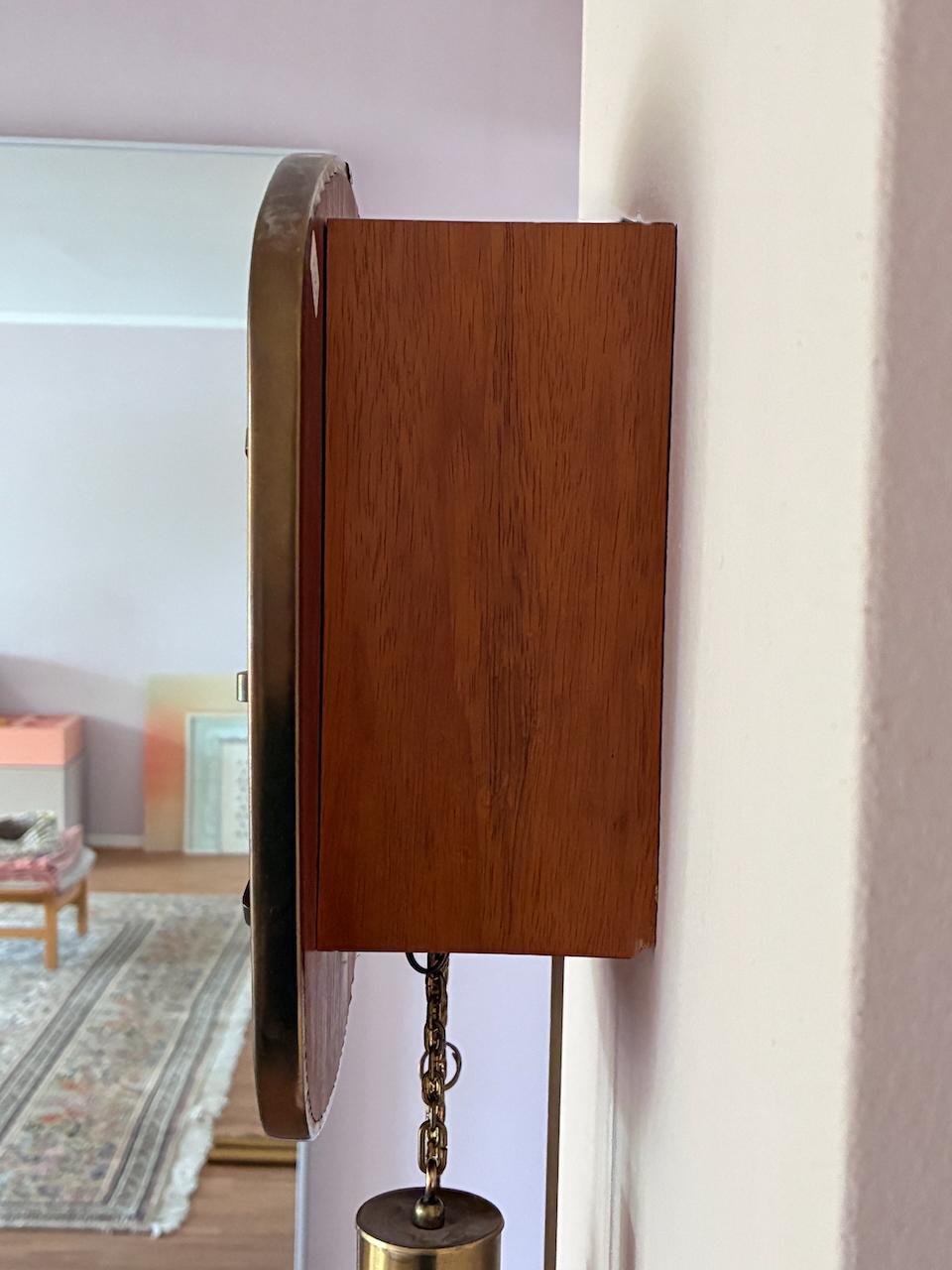 Reloj de pared alemán Junghans de los años 60 con péndulo + pesas + gong en venta 3