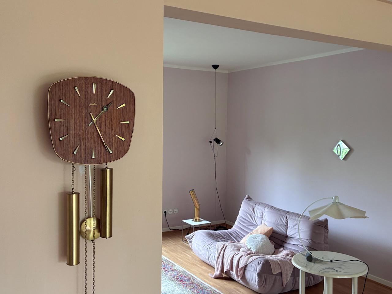 Reloj de pared alemán Junghans de los años 60 con péndulo + pesas + gong en venta 4