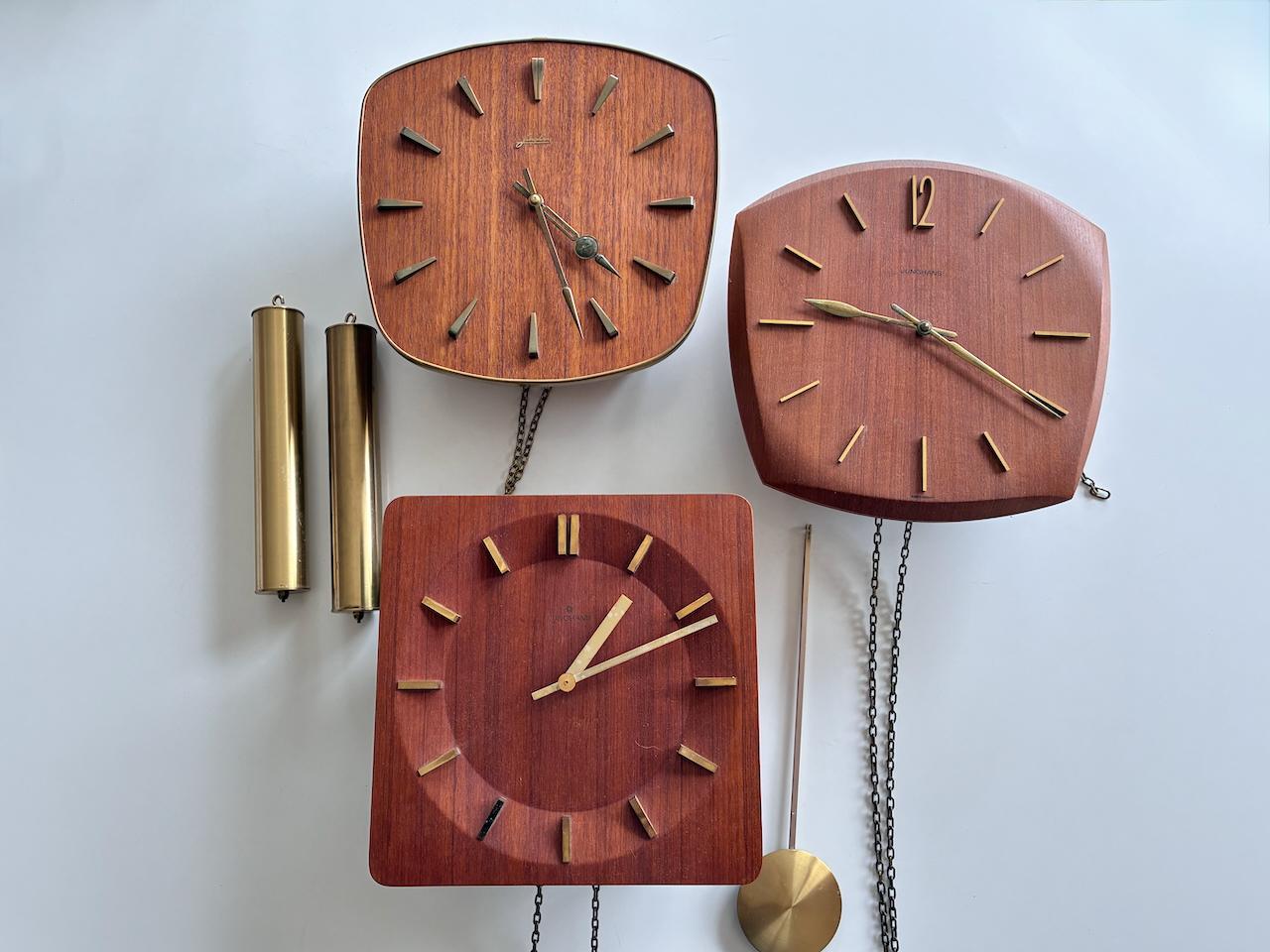 Reloj de pared alemán Junghans de los años 60 con péndulo + pesas + gong en venta 5
