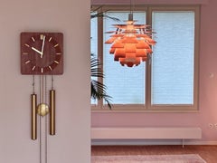 German 1960s Junghans Pendulum + Weights + Gong Wall Clock