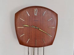 Orologio a pendolo + pesi + gong da parete Junghans tedesco del 1960