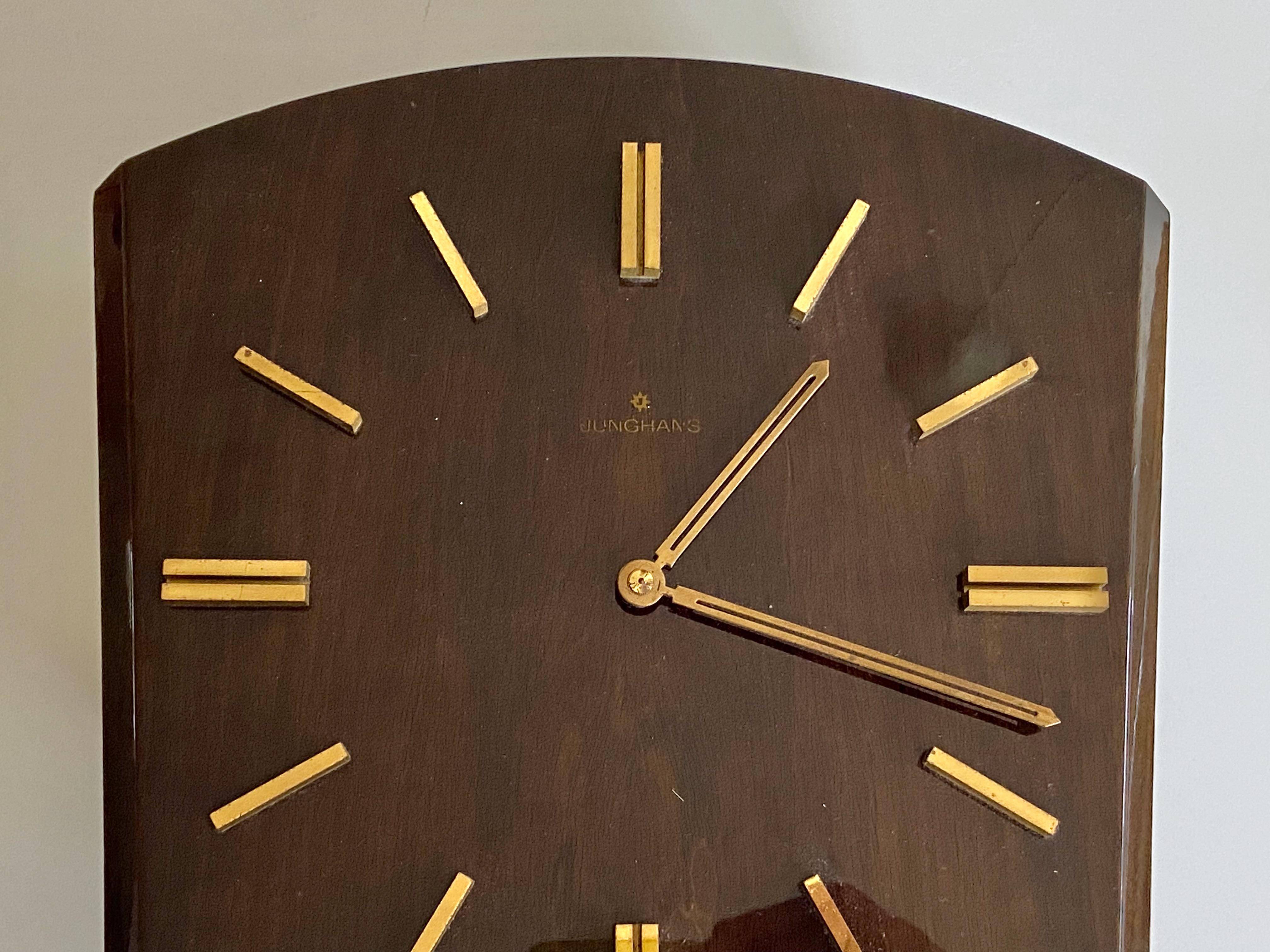 Mid-Century Modern German 1960s Junghans pendulum + weights + gong Wall Clock