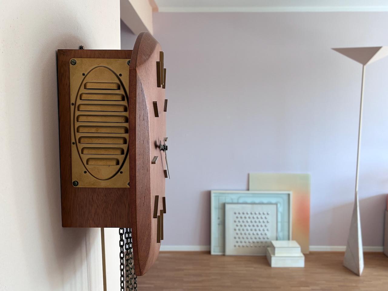 Milieu du XXe siècle Pendule + Poids + Horloge murale Junghans allemande des années 1960 en vente