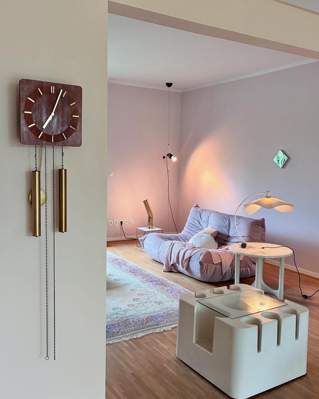 Reloj de pared alemán Junghans de los años 60 con péndulo + pesas + gong en venta 2
