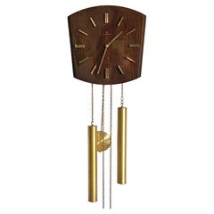 Deutsche Junghans Pendelleuchte + Gewichte +gong Wanduhr aus den 1960er Jahren