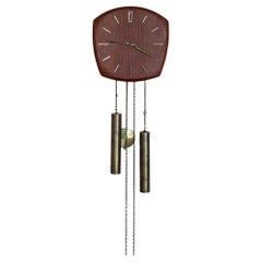 Deutsche Junghans Pendelleuchte + Gewichte + Gong Wanduhr, 1960er Jahre