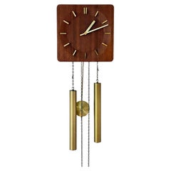Deutsche Junghans Pendelleuchte + Gewichte + Gong Wanduhr, 1960er Jahre