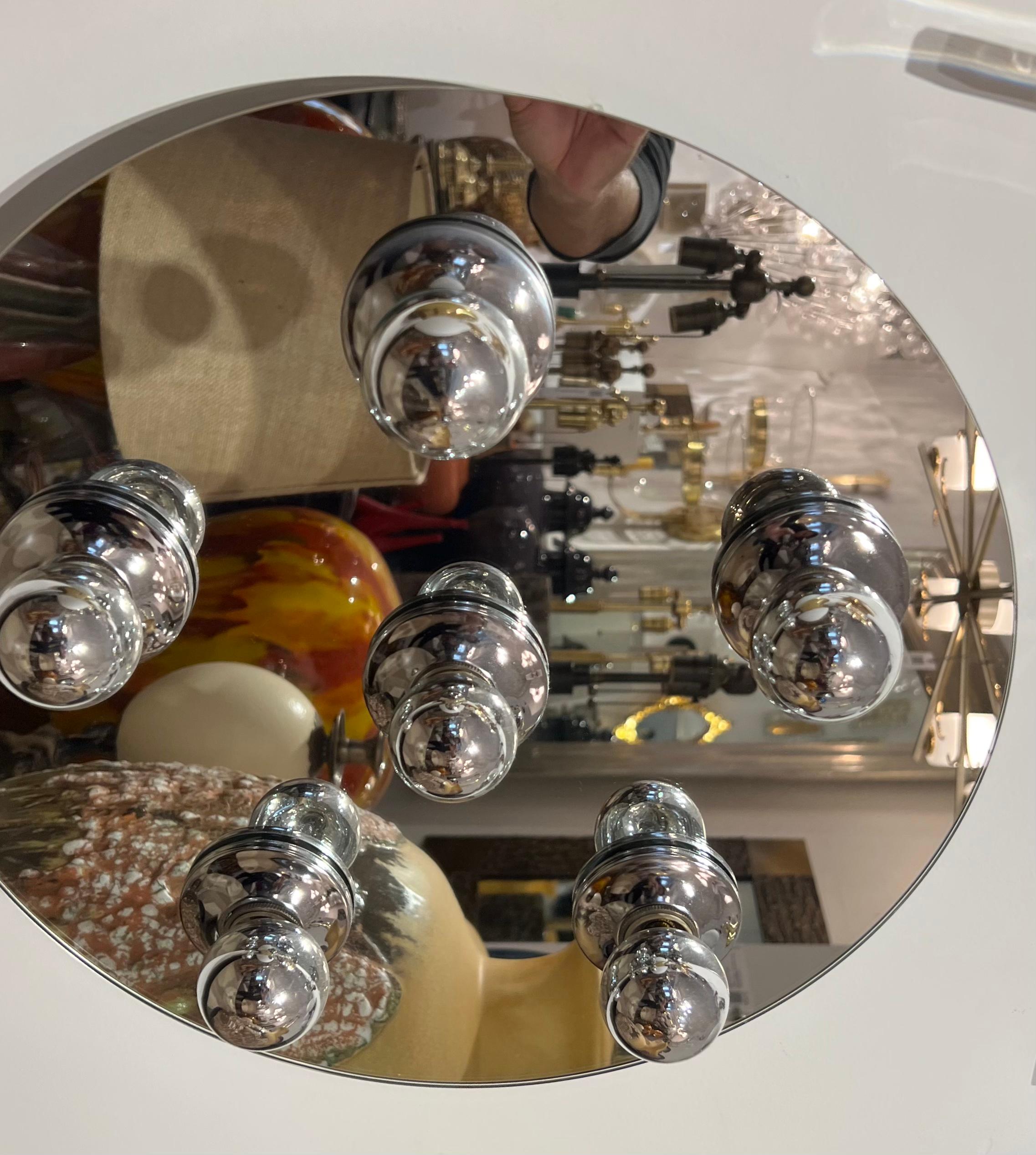 German 1970s Space Age Mirrored Flush Light 5