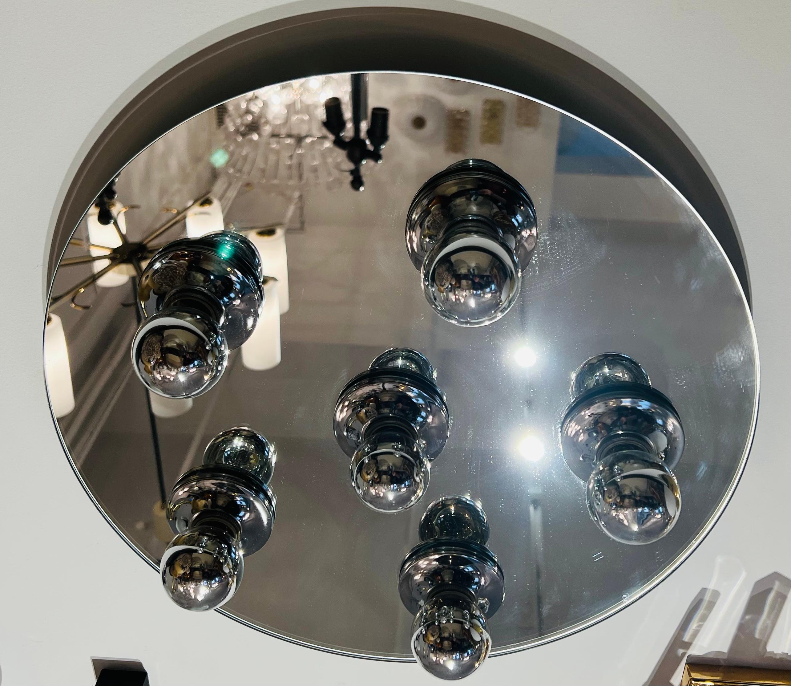 German 1970s Space Age Mirrored Flush Light 7