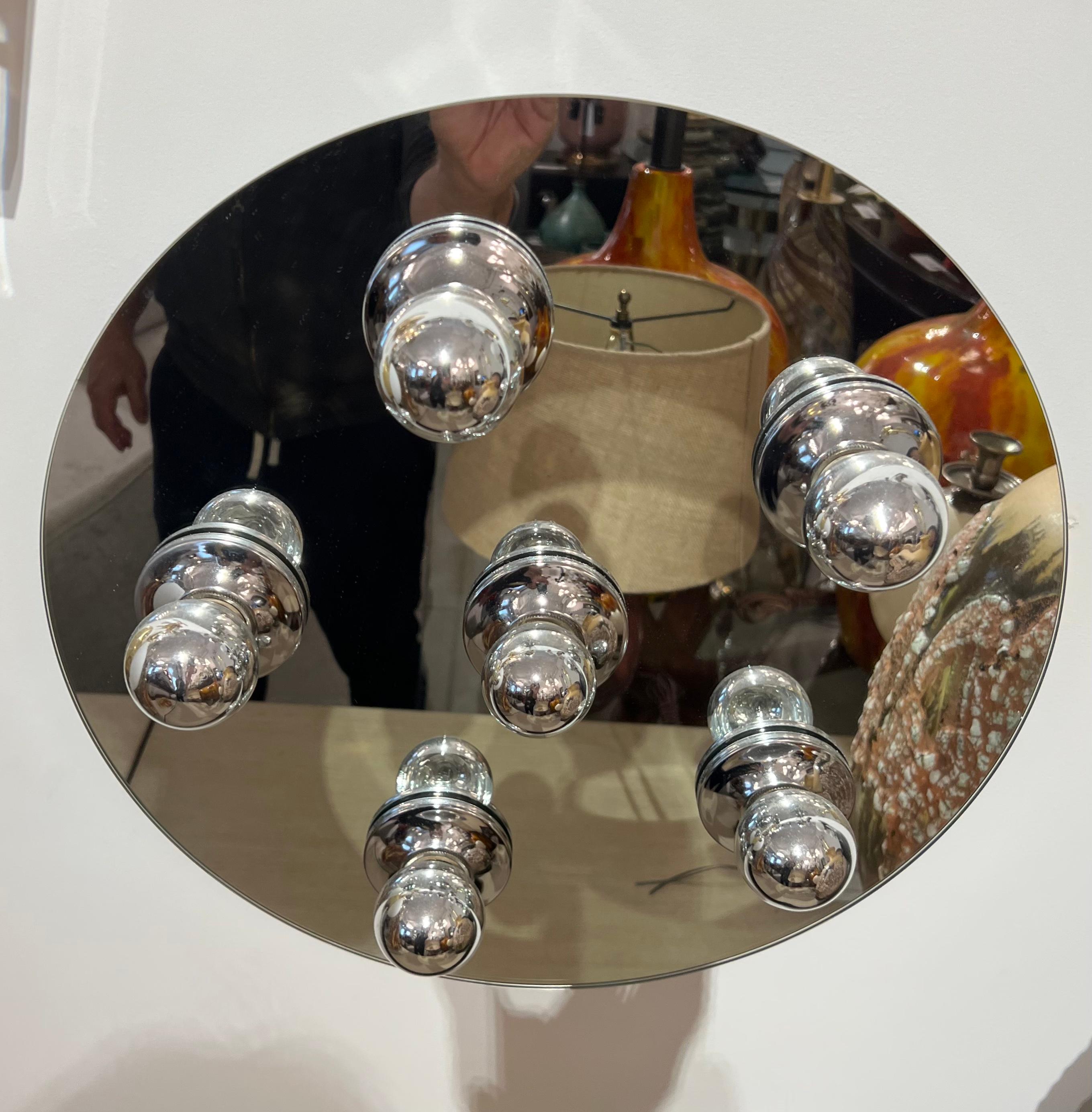 Mid-Century Modern German 1970s Space Age Mirrored Flush Light