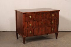 German 19th C. Chest w/Shallow Breakfront Design, Rich Veneer & Brass Hardware