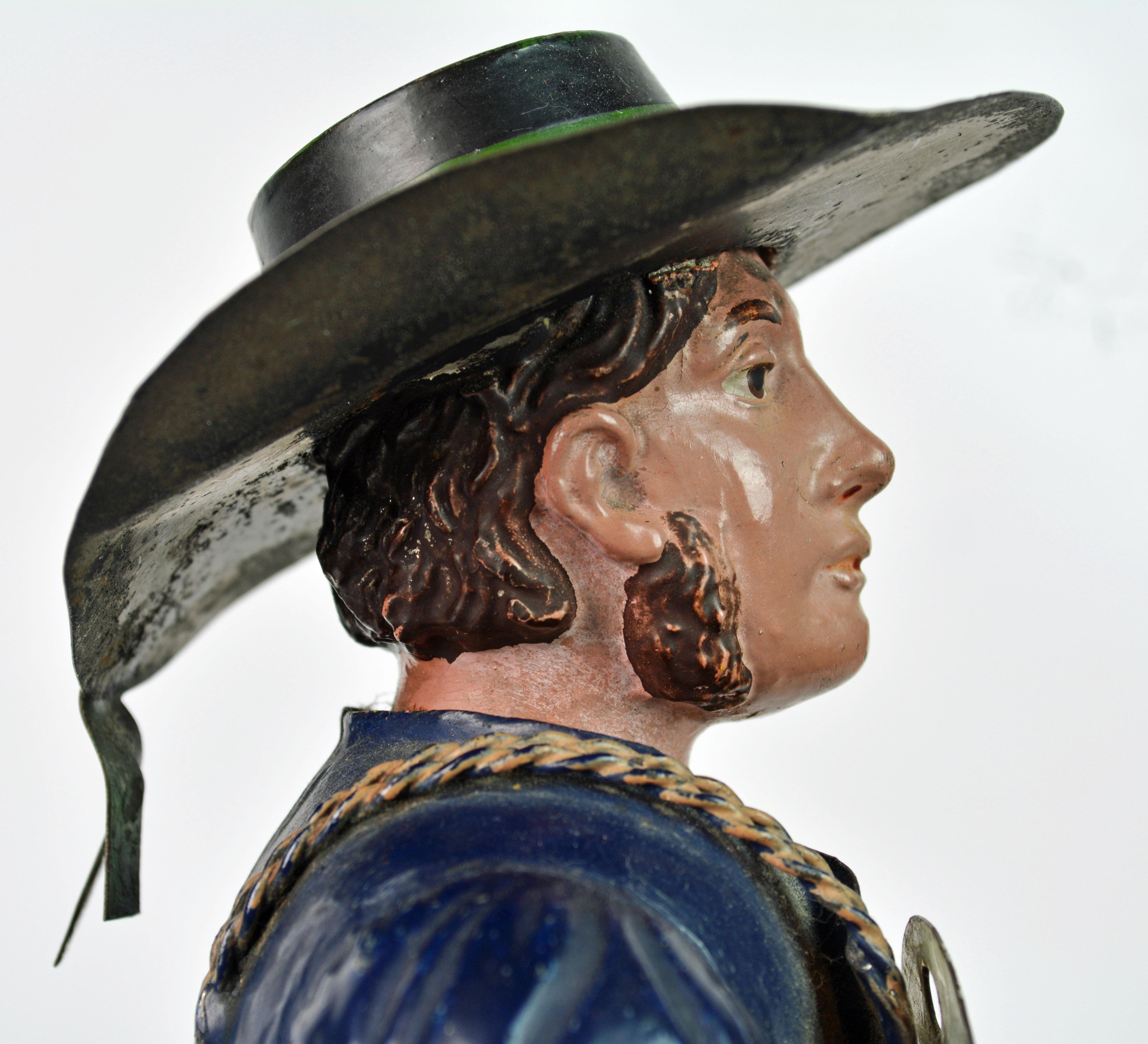 German 19th Century Black Forest Polychrome Painted Tole Figure of a Clock Maker 6