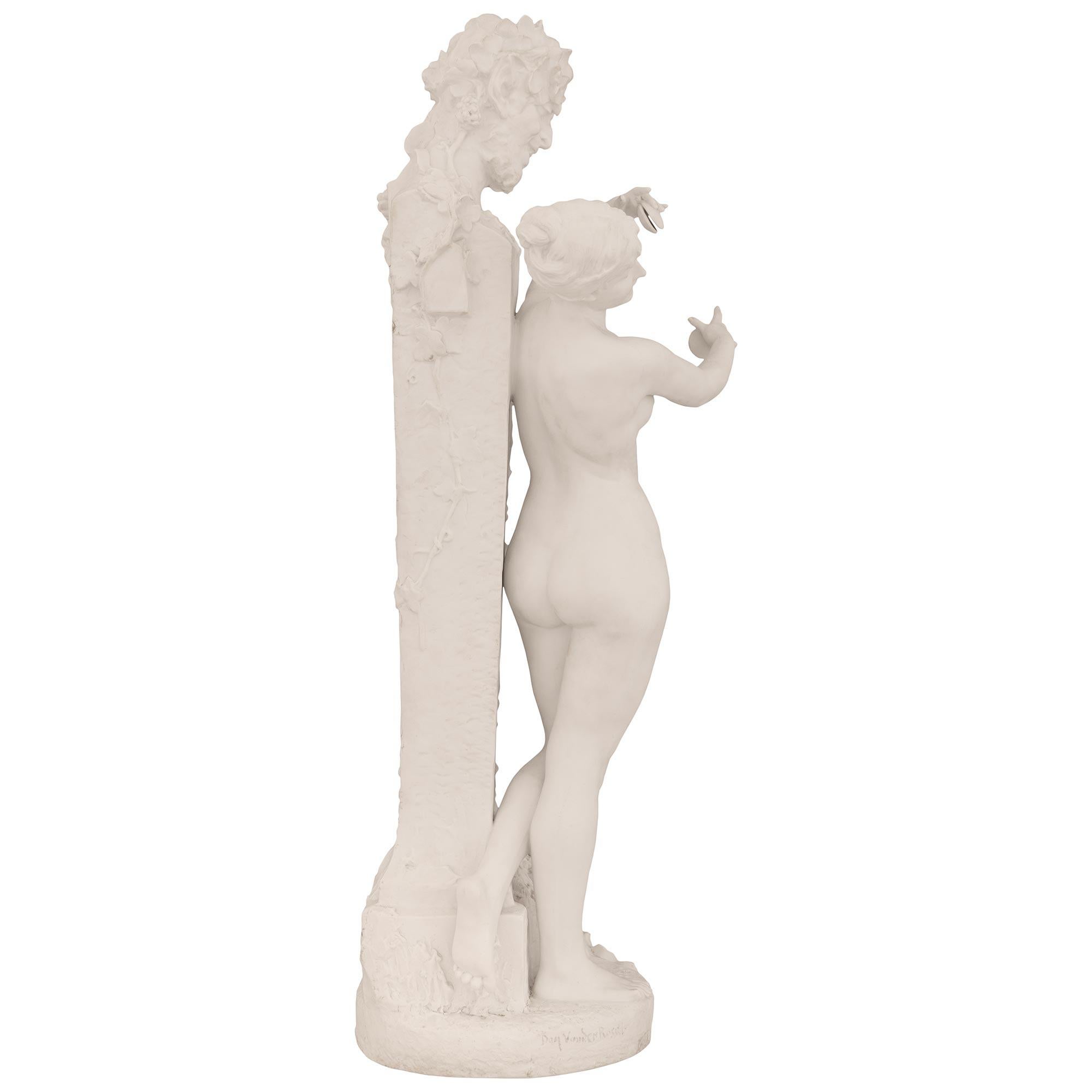 Escultura alemana de porcelana bizcochada del siglo XIX firmada en Bueno estado para la venta en West Palm Beach, FL