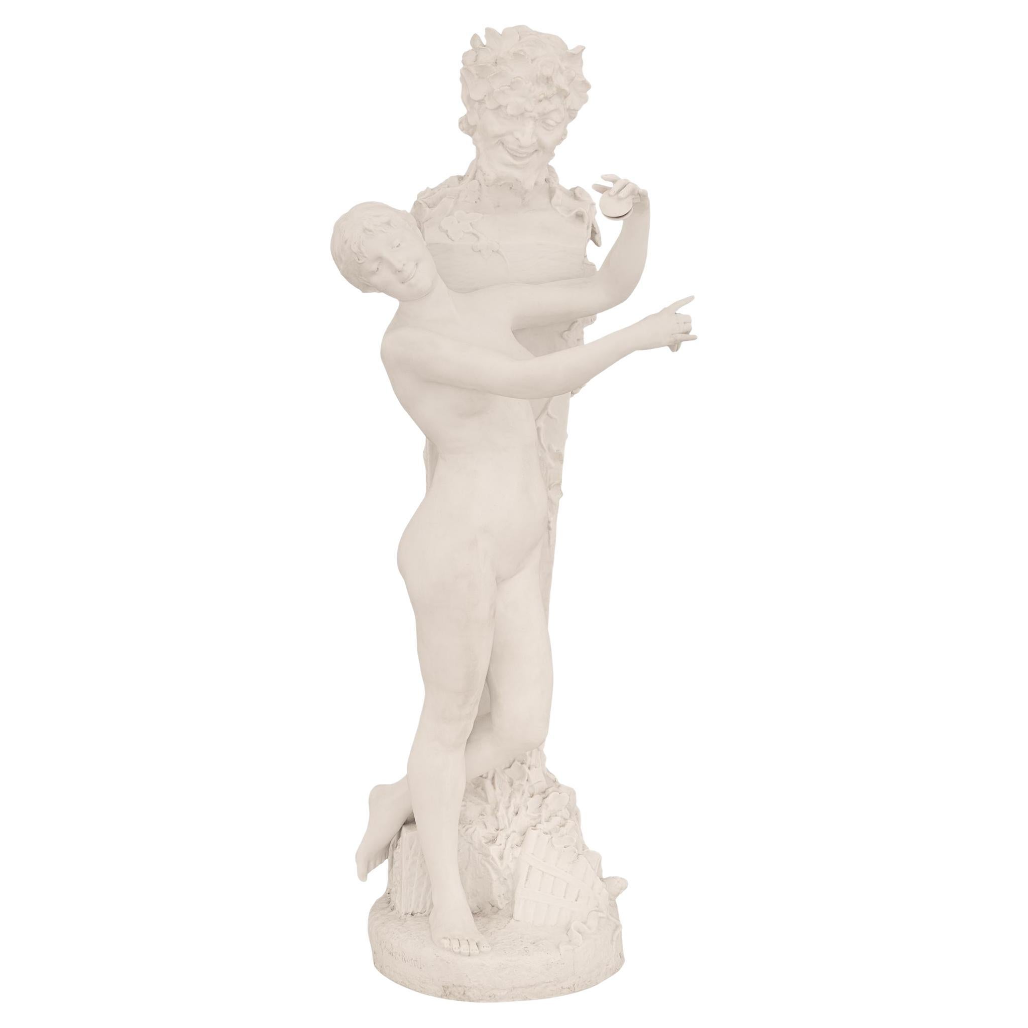 Sculpture allemande du 19ème siècle en porcelaine biscuit signée en vente