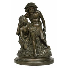 Bronze allemand du 19ème siècle signé et daté Moser 1851 avec une patine vert-de-gris