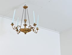 German 19th Century Giltwood Candle Chandelier
