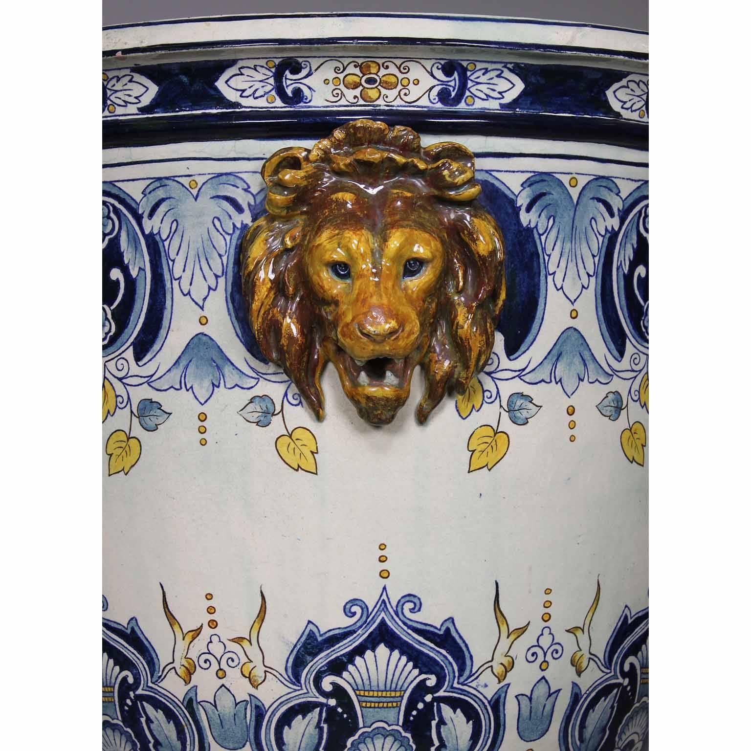 German 19th Century Neoclassical Revival Majolica Jardinière Planter on Stand In Good Condition In Los Angeles, CA