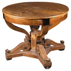 Table à piédestal Biedermeier d'époque allemande du 19e siècle