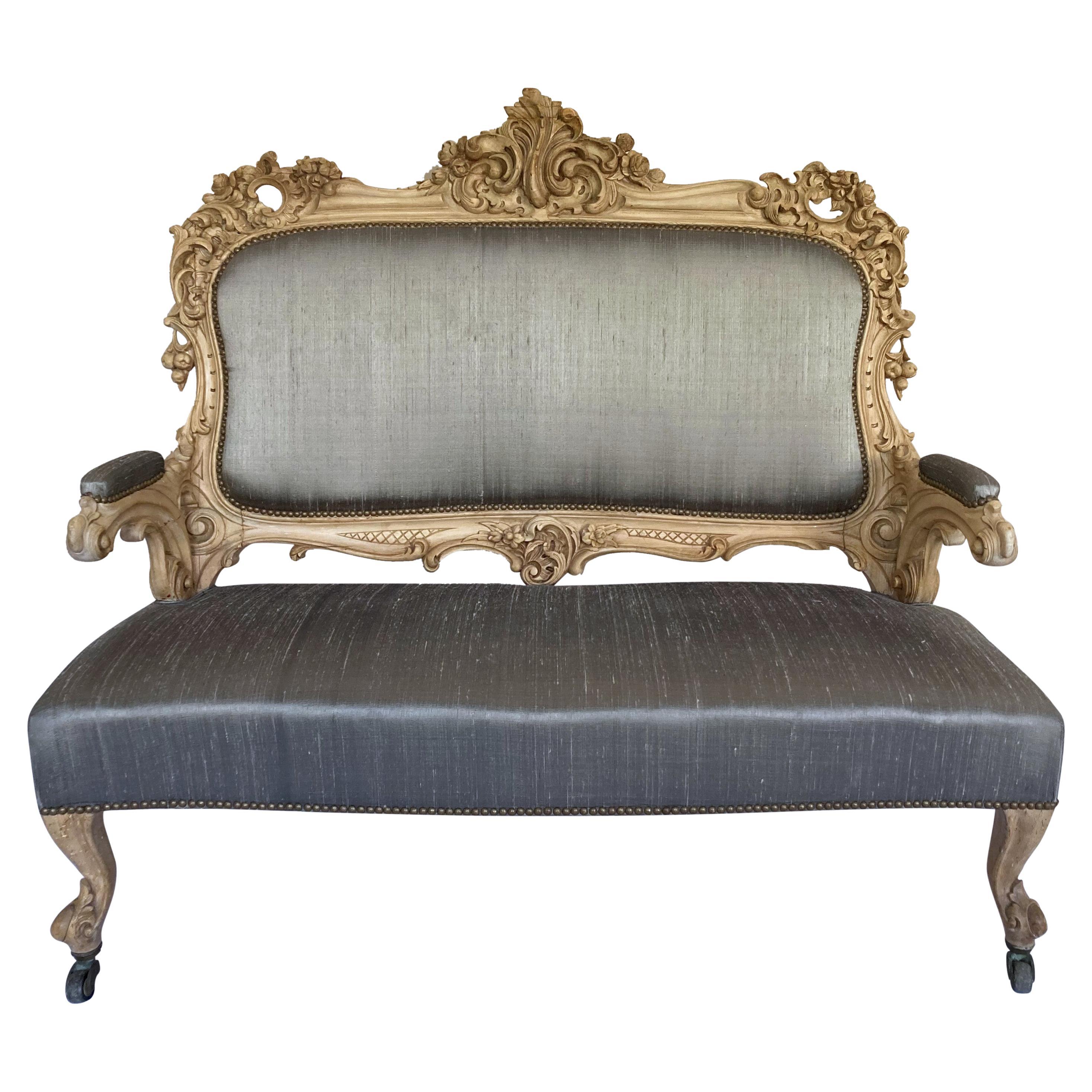 German 19th Century Rococo Settee For Sale
