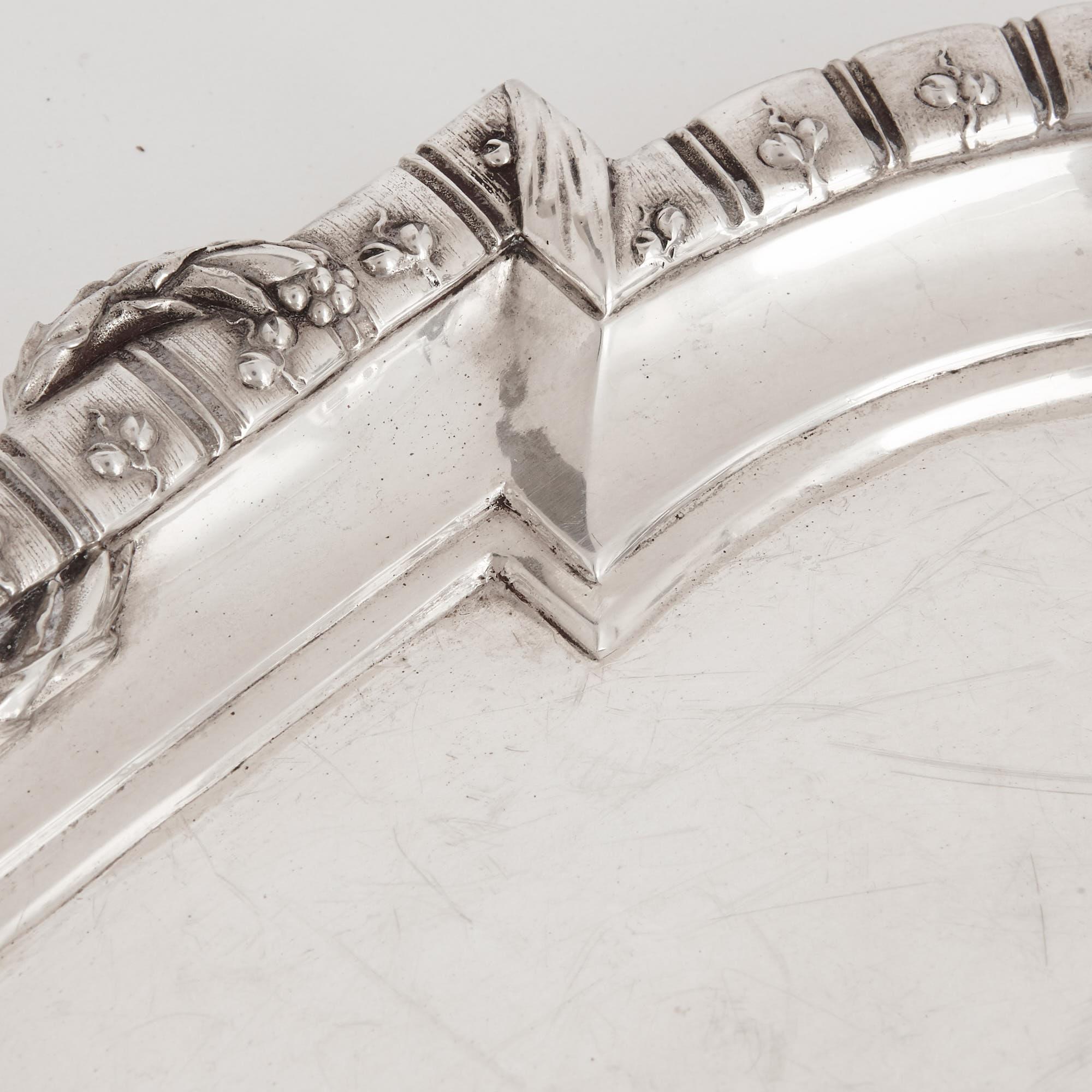 German 19th Century Solid Silver Tray with Inscription 3