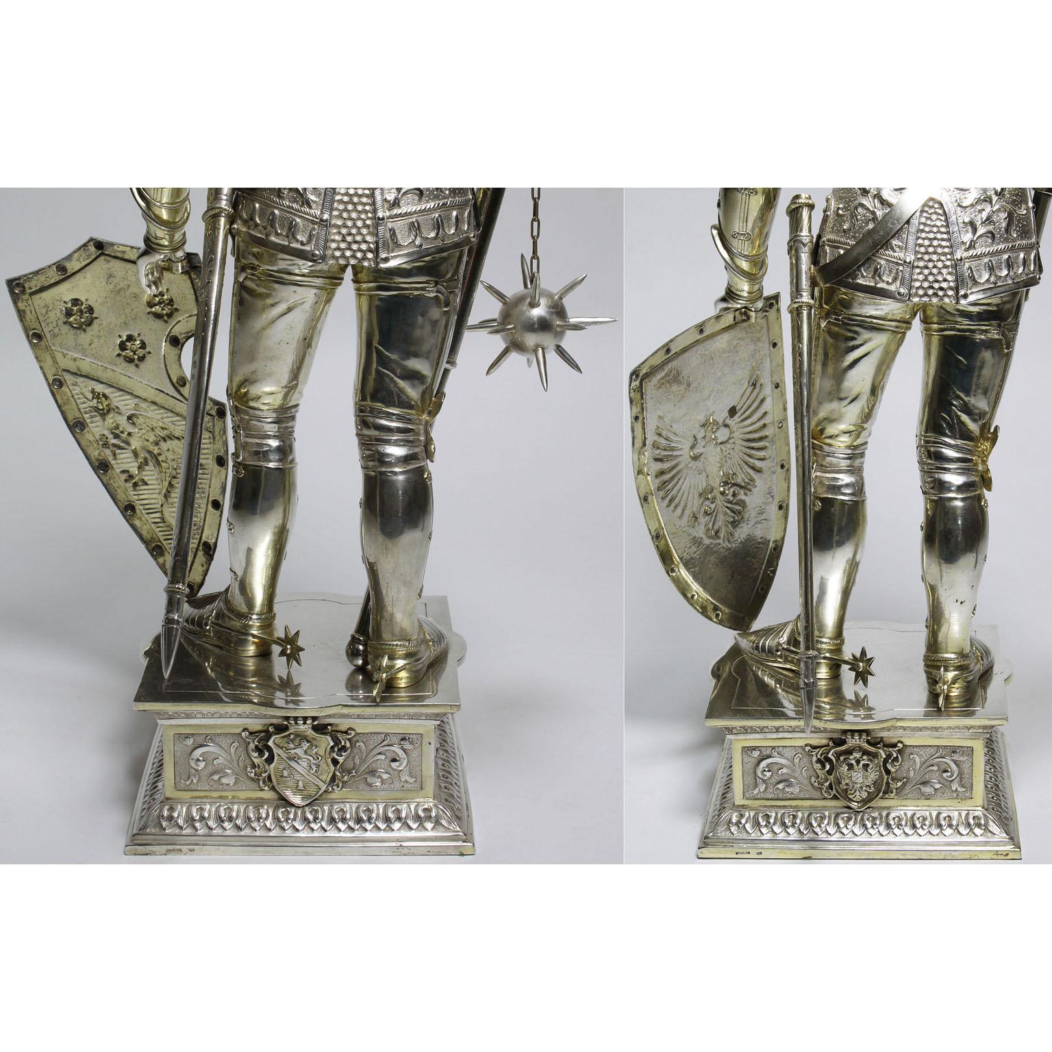 German 19th Century Sterling & Vermeil Silver Knights Probably Neresheimer, Pair 4