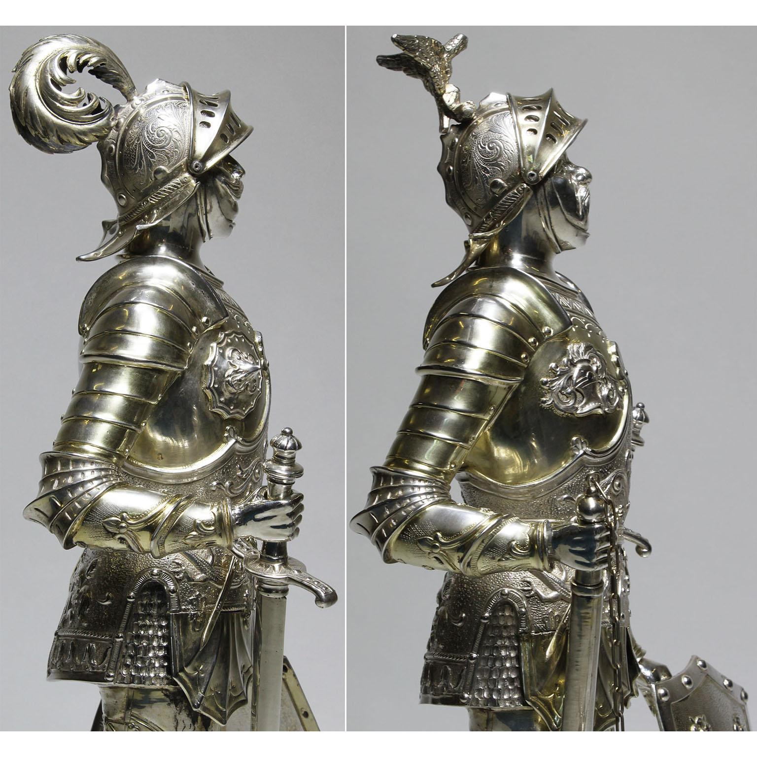 German 19th Century Sterling & Vermeil Silver Knights Probably Neresheimer, Pair 5
