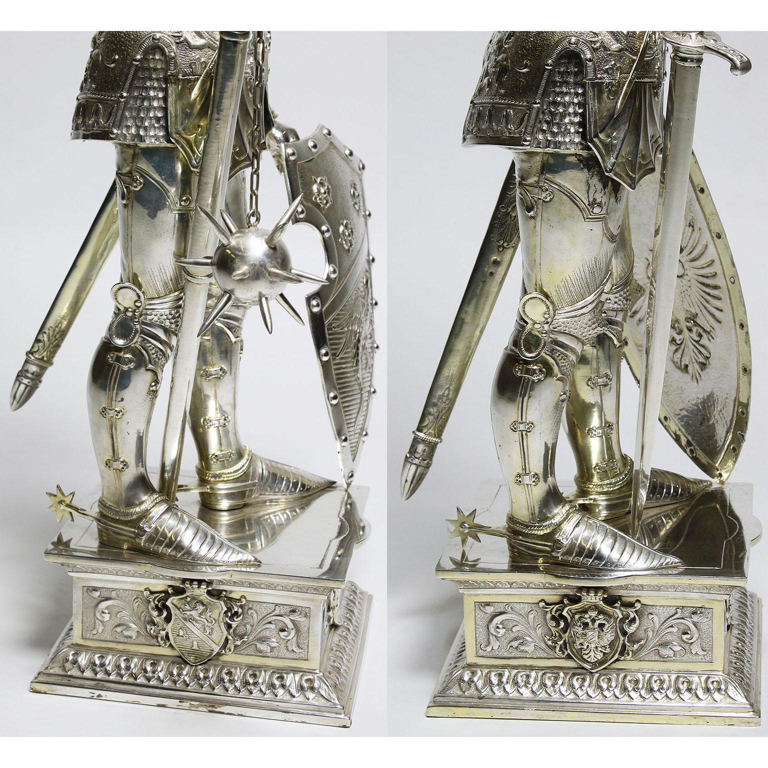 German 19th Century Sterling & Vermeil Silver Knights Probably Neresheimer, Pair 6