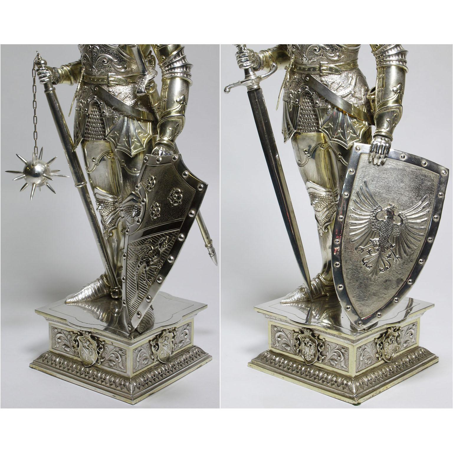 German 19th Century Sterling & Vermeil Silver Knights Probably Neresheimer, Pair 8