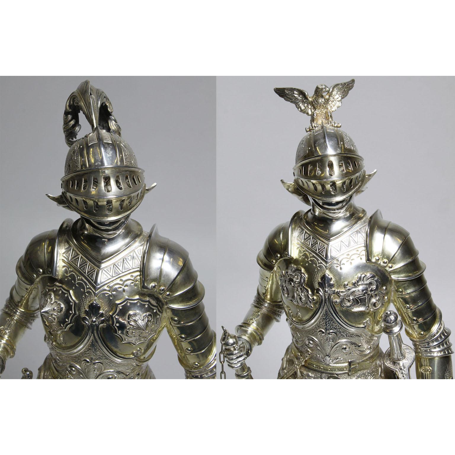 German 19th Century Sterling & Vermeil Silver Knights Probably Neresheimer, Pair 11