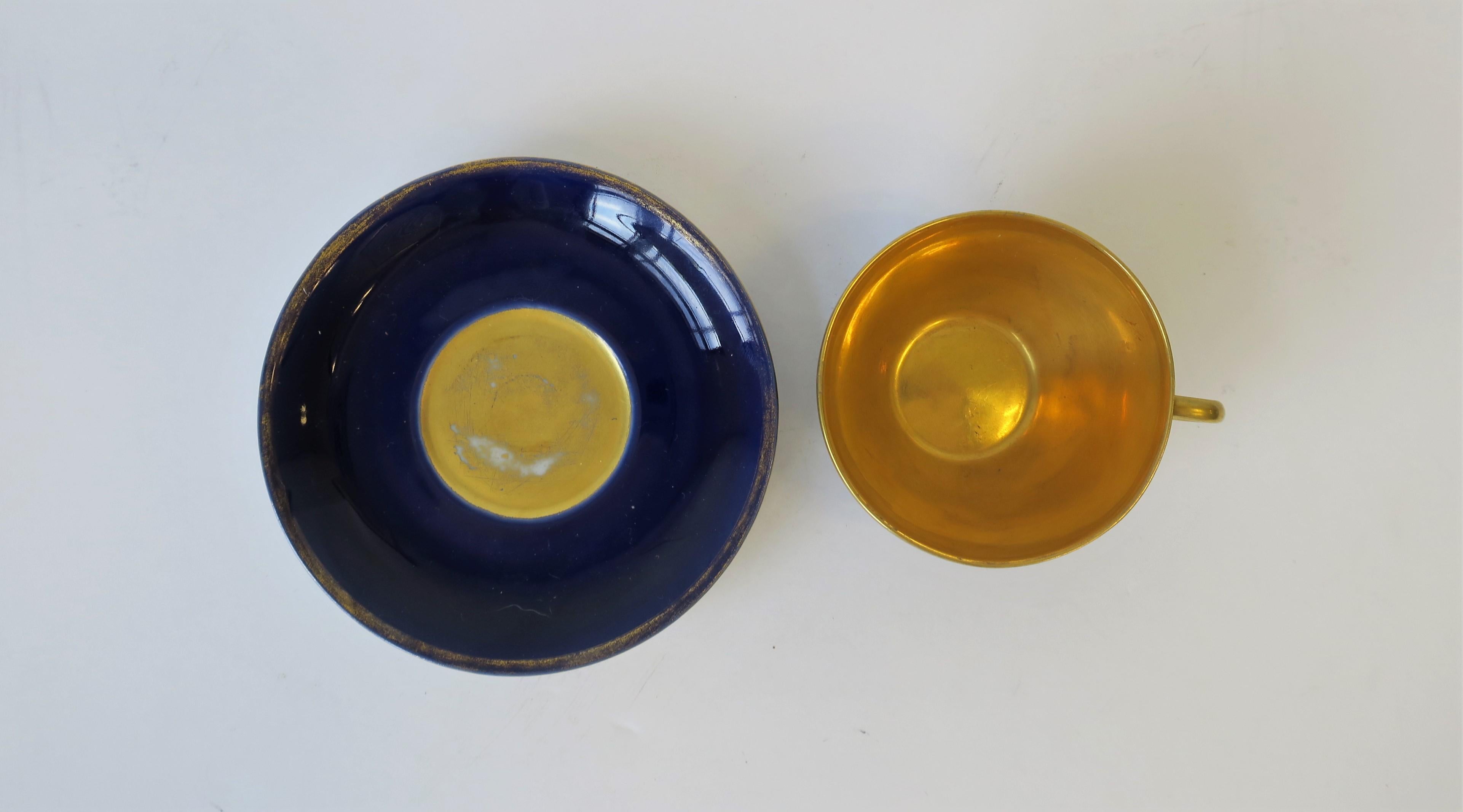 German 22-Karat Gold & Dark Blue Porcelain Espresso Coffee or Tea Demitasse Cup 2