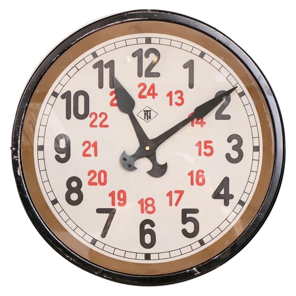 German 24 Hour Clock by Telenorma, c.1920 For Sale
