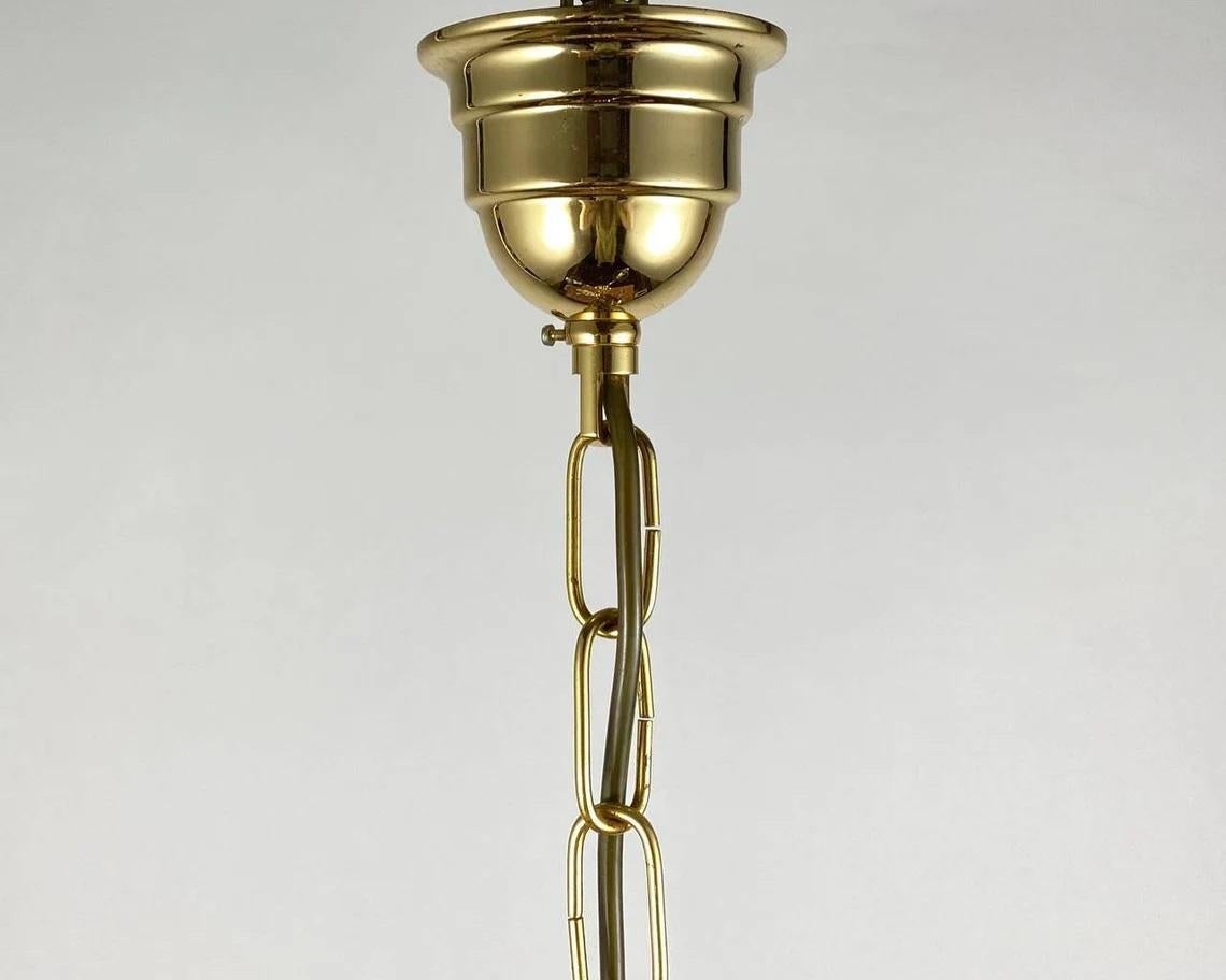 Mid-Century Modern German 3-Light Gilt Brass Chandelier, 1980s