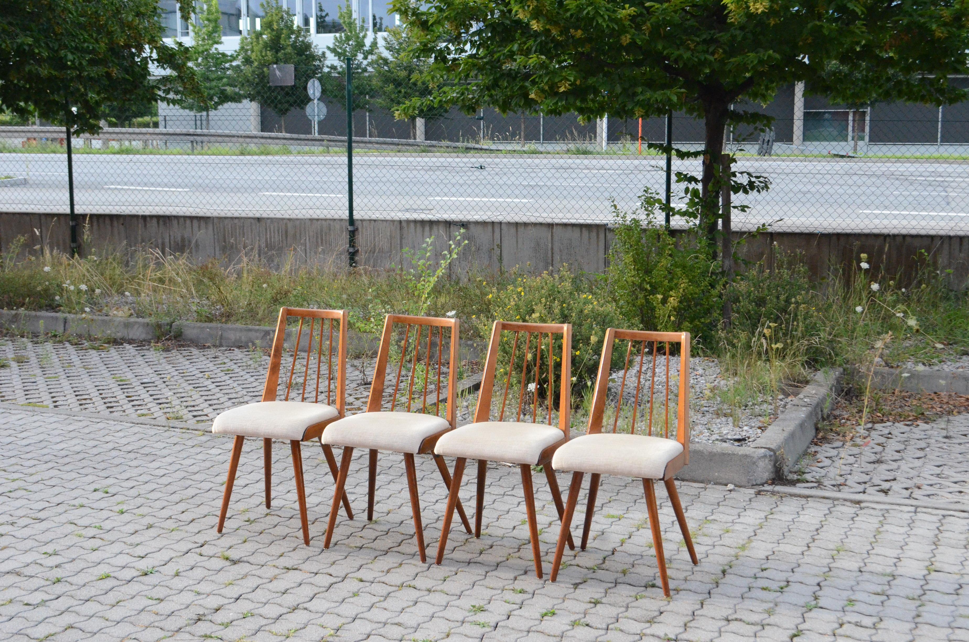 Mid-Century Modern German 50ties Mid Century Dining Chair Set of 4 For Sale