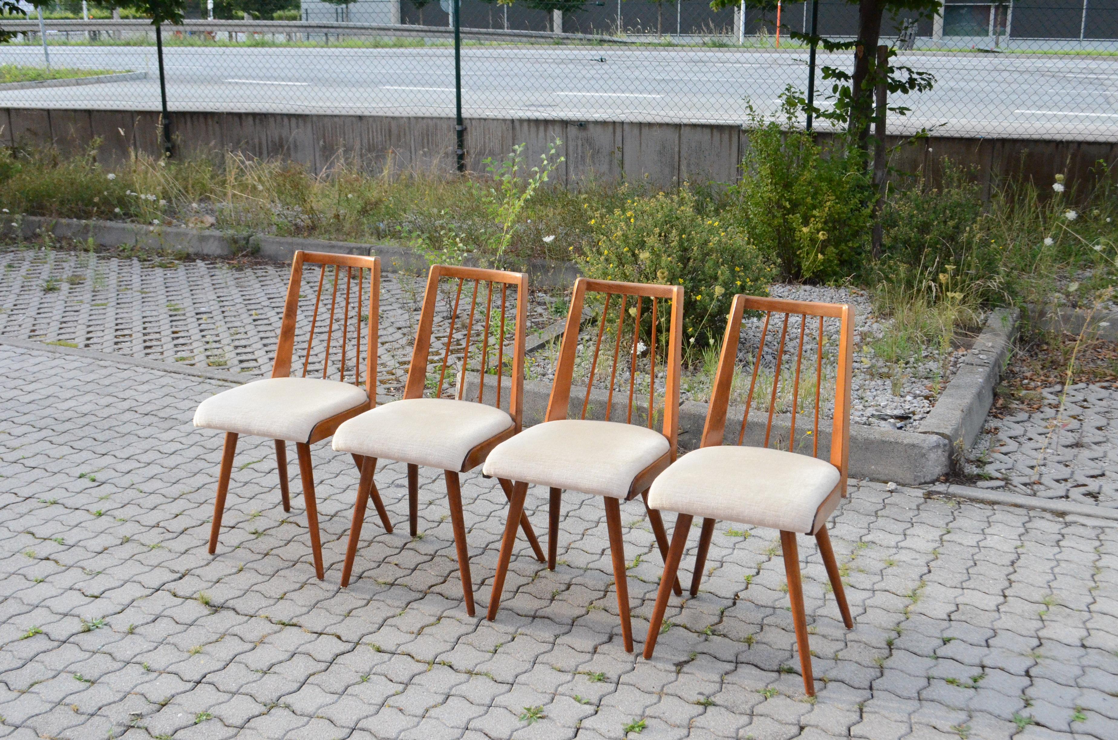 Lacquered German 50ties Mid Century Dining Chair Set of 4 For Sale