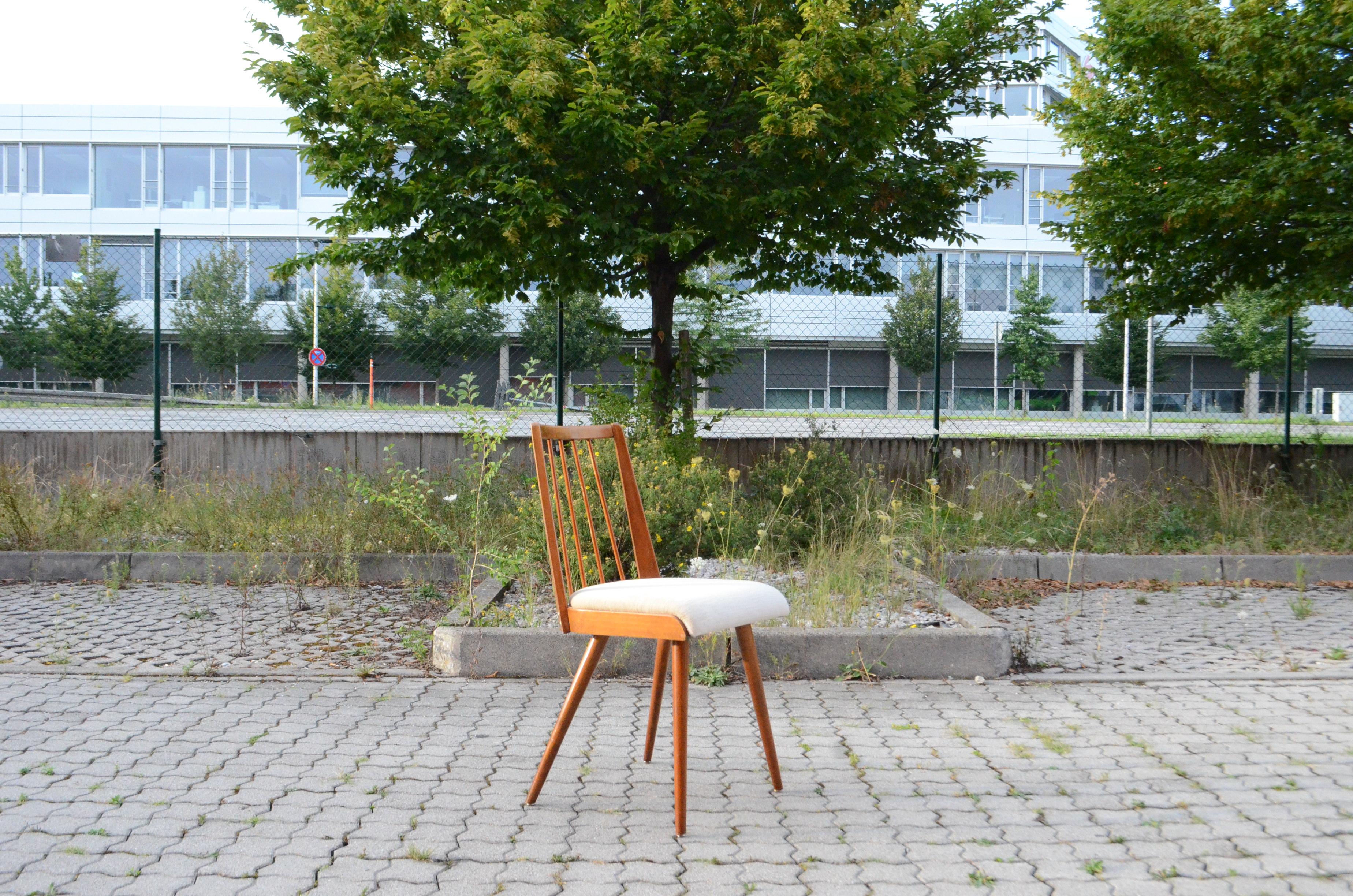 Mohair German 50ties Mid Century Dining Chair Set of 4 For Sale