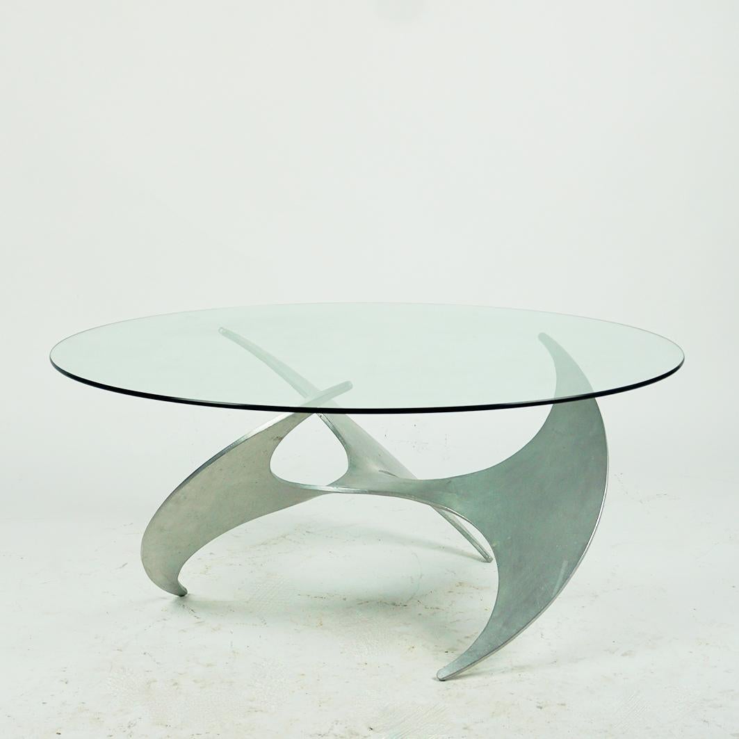 German 60s Aluminum and Glass Coffee Table by Knut Hesterberg for Ronald Schmitt 2