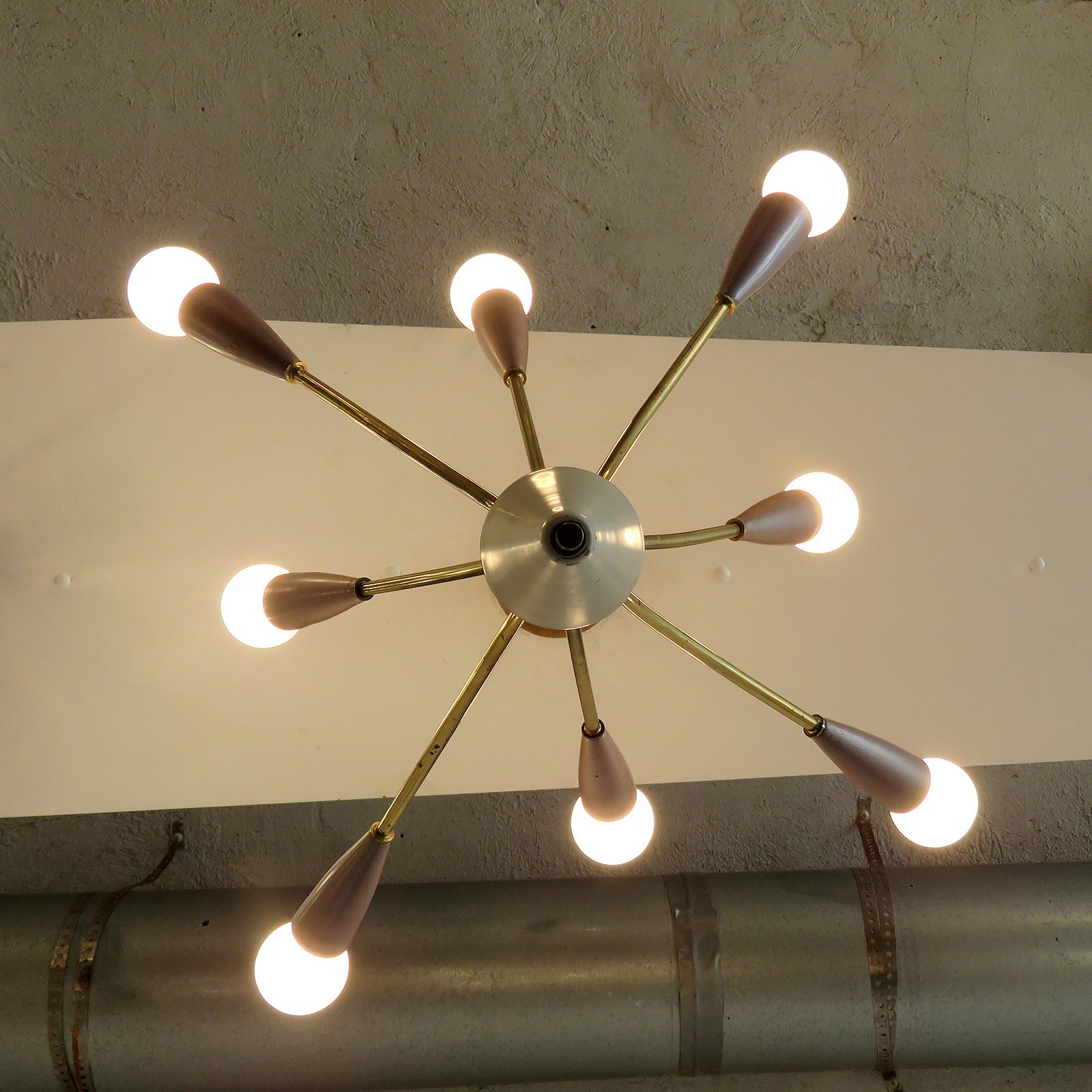 Lámpara colgante alemana de 8 brazos, 1950 en venta 2