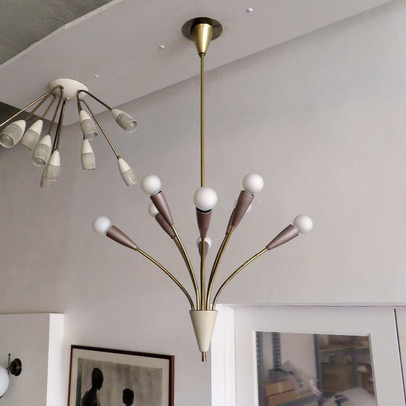 Lámpara colgante alemana de 8 brazos, 1950 Alemán en venta