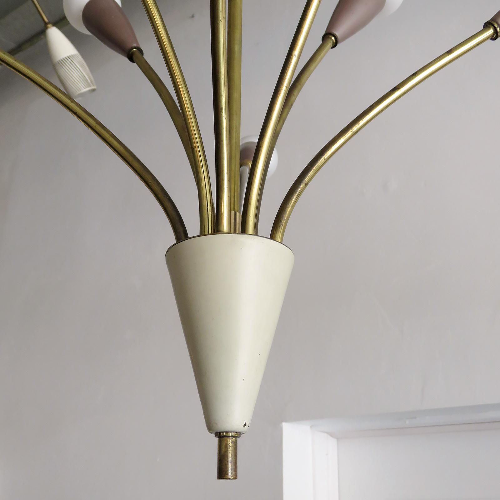 Lámpara colgante alemana de 8 brazos, 1950 en Bueno estado para la venta en Los Angeles, CA