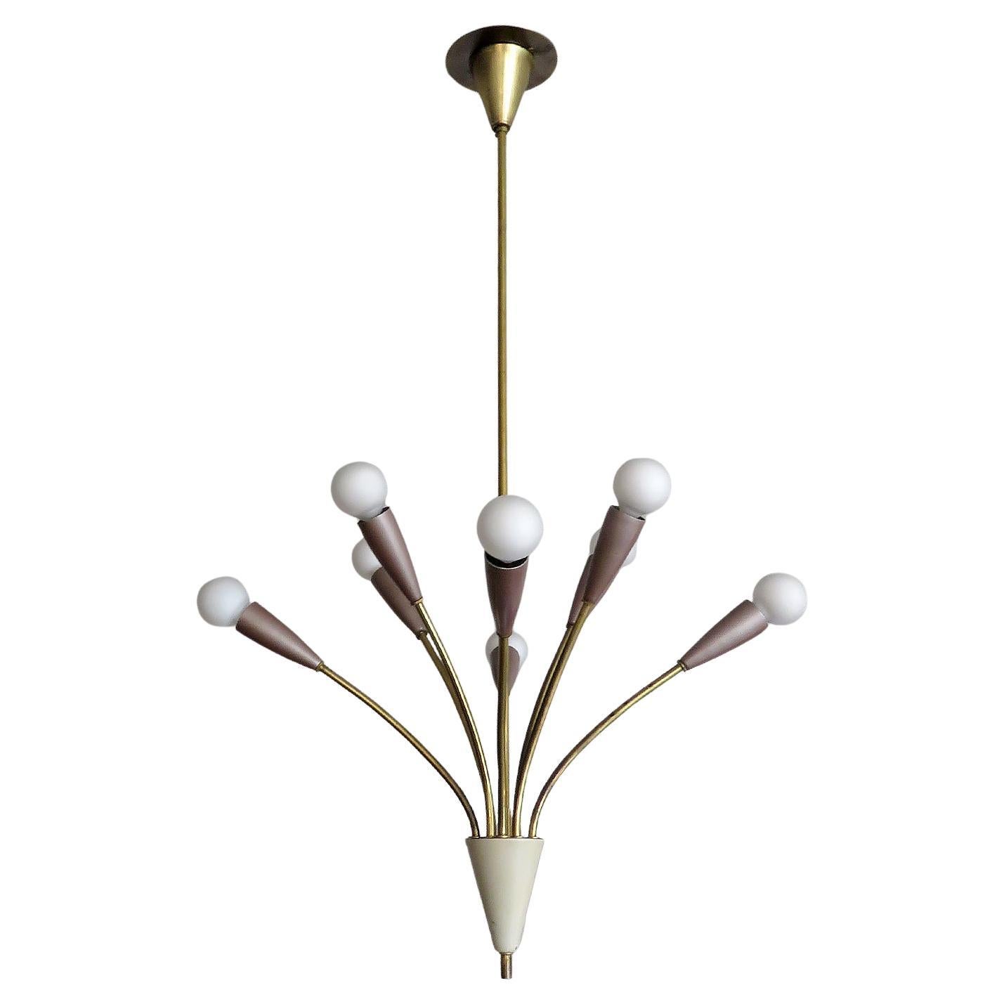 Lampada a sospensione tedesca a 8 bracci, 1950