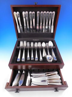German 800 Silver Flatware Set Service 98 pieces O monogram Pyramid Design